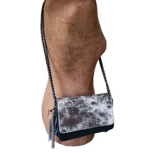 NWT Aimee Kestenberg Crossbody Handbag Alexis Chain‎ Gunmetal Metallic Purse